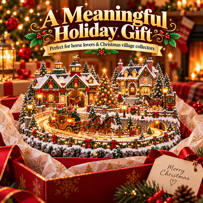 🐴 Clydesdale Christmas Carriage Village – Animated Equestrian Holiday Scene