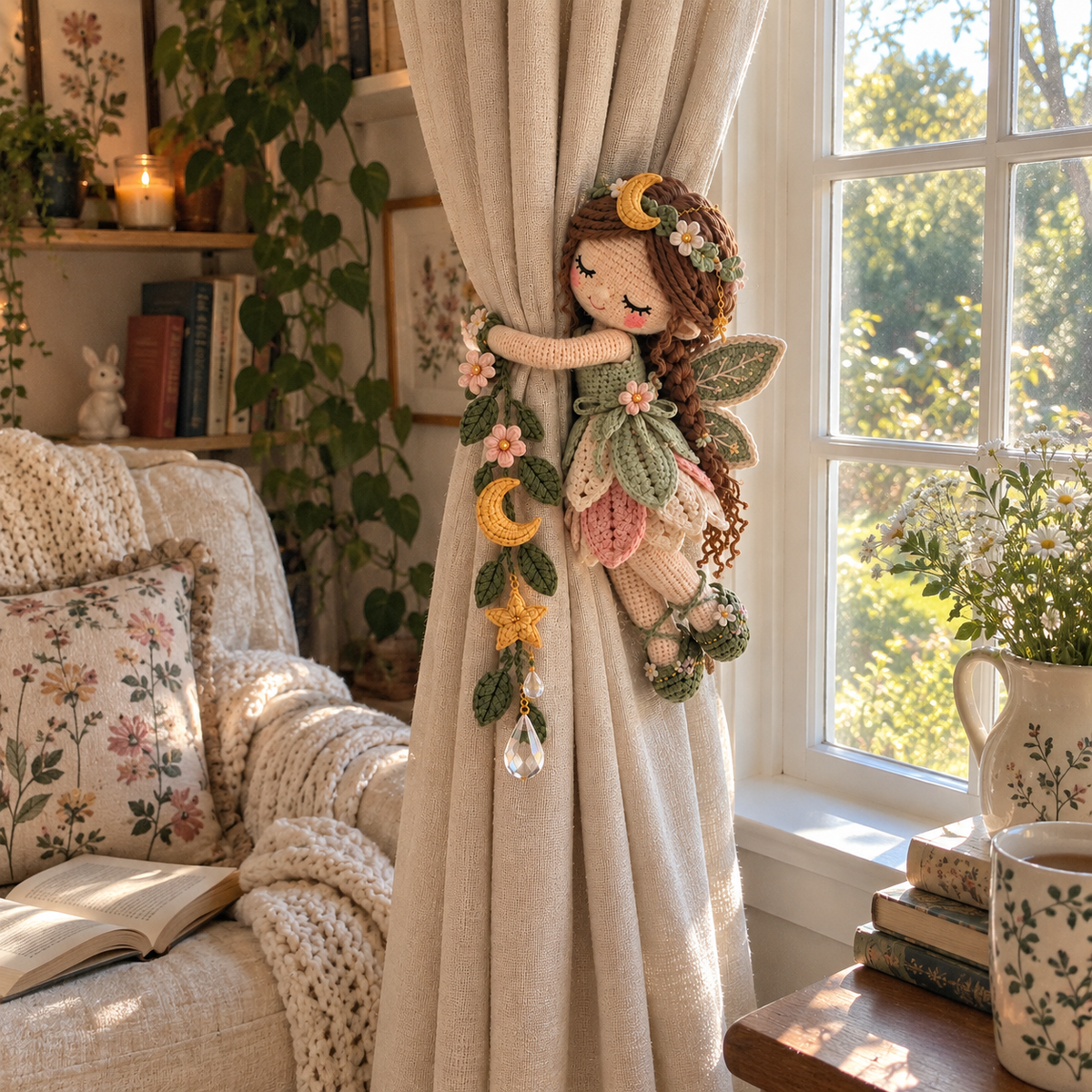 🧚‍♀️ Little Fairy Embrace™ | Handmade Curtain Tieback Decor