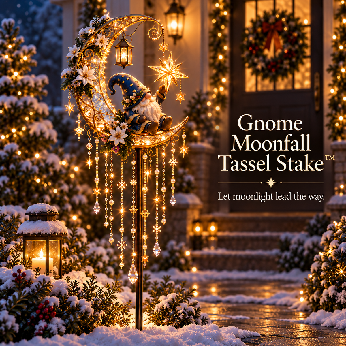 🔥 LAST DAY 49% OFF | 🌙 Gnome Under the Moonfall | Solar Lighted Garden Stake 🎄