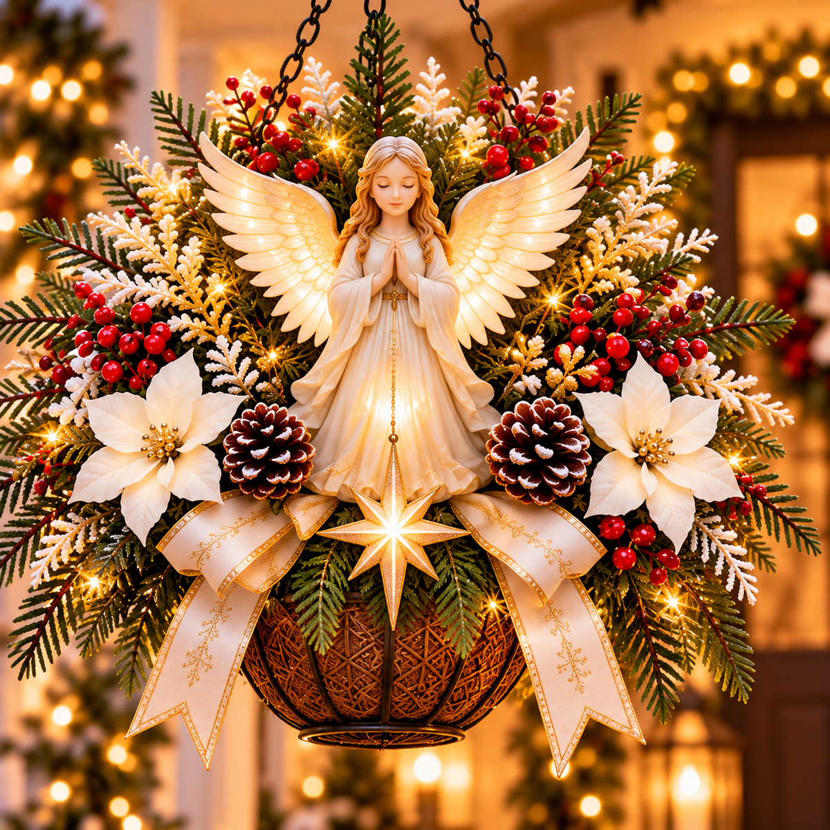 ✨ Angels Above, Peace Within | Christmas Porch Hanging Decor