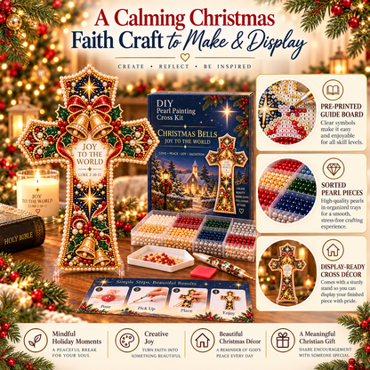 ✝️💎Christmas Scripture Cross DIY Kit – Pearl Art Faith Keepsake