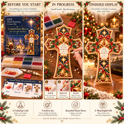 ✝️💎Christmas Scripture Cross DIY Kit – Pearl Art Faith Keepsake