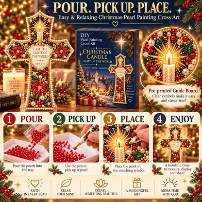 ✝️💎Christmas Scripture Cross DIY Kit – Pearl Art Faith Keepsake
