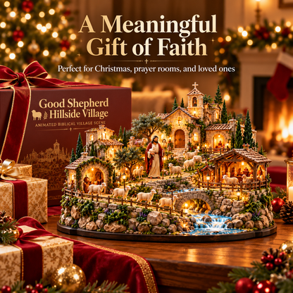 ✨✝️Shepherd’s Light Village™ | Illuminated Faith-Inspired Hillside Scene