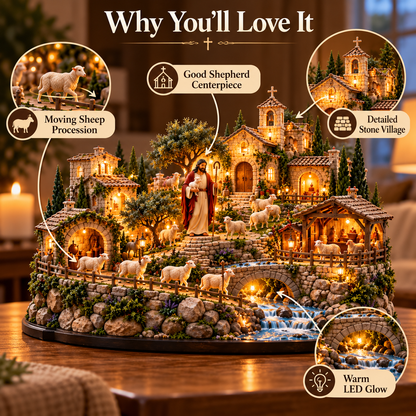 ✨✝️Shepherd’s Light Village™ | Illuminated Faith-Inspired Hillside Scene