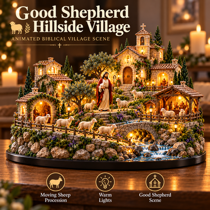 ✨✝️Shepherd’s Light Village™ | Illuminated Faith-Inspired Hillside Scene