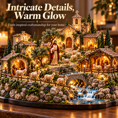 ✨✝️Shepherd’s Light Village™ | Illuminated Faith-Inspired Hillside Scene
