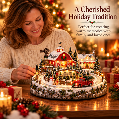 🚚🎄 Christmas Tree Farm Village™ | Animated Red Truck, Warm Lights & Rustic Holiday Charm