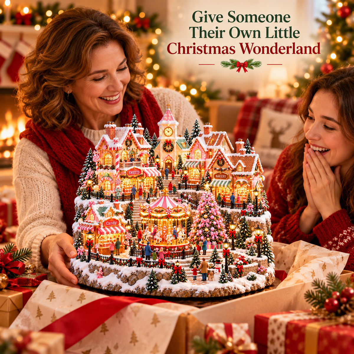 🎄✨ Enchanted Candy Market Village – Lighted Christmas Holiday Display 🍭