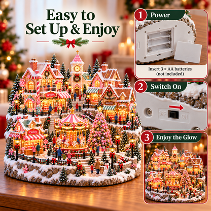 🎄✨ Enchanted Candy Market Village – Lighted Christmas Holiday Display 🍭