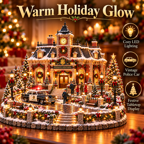 🎄🚓 Christmas Police Station Village™ | Lighted Holiday Scene with Patrol Car & K9