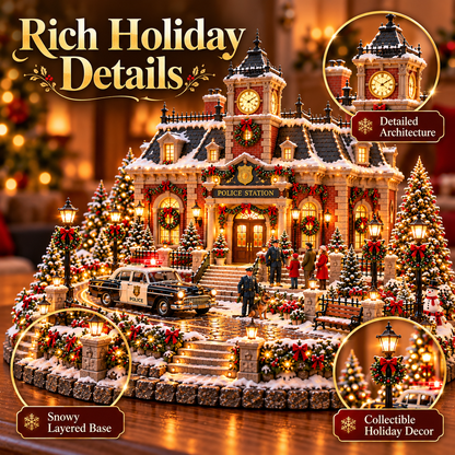 🎄🚓 Christmas Police Station Village™ | Lighted Holiday Scene with Patrol Car & K9