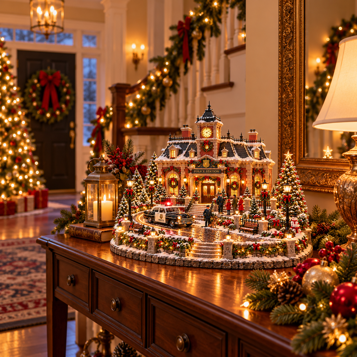 🎄🚓 Christmas Police Station Village™ | Lighted Holiday Scene with Patrol Car & K9