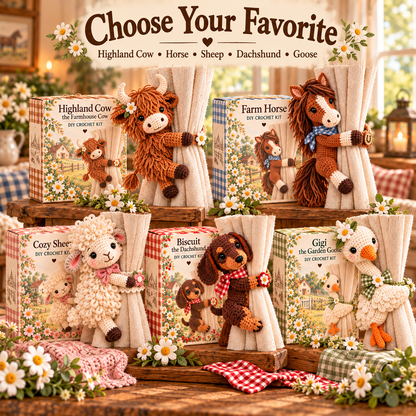 🧶 Crochet Your Own Farm Animal Curtain Tiebacks 🐮🐷🐑