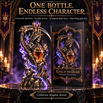 🔥Last Day 50% OFF -👑💀 Grim Reaper Whiskey Decanter – King of the Dead Collector Display