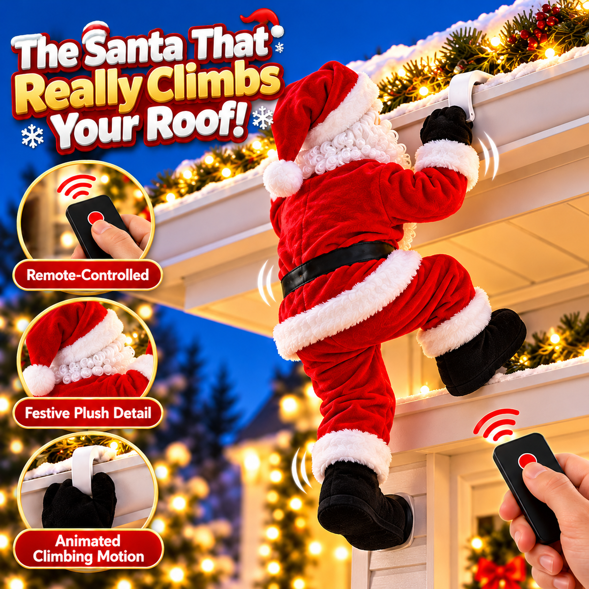 🎅🏠 Santa’s Rooftop Climb™ | Remote-Controlled Animated Christmas Decoration