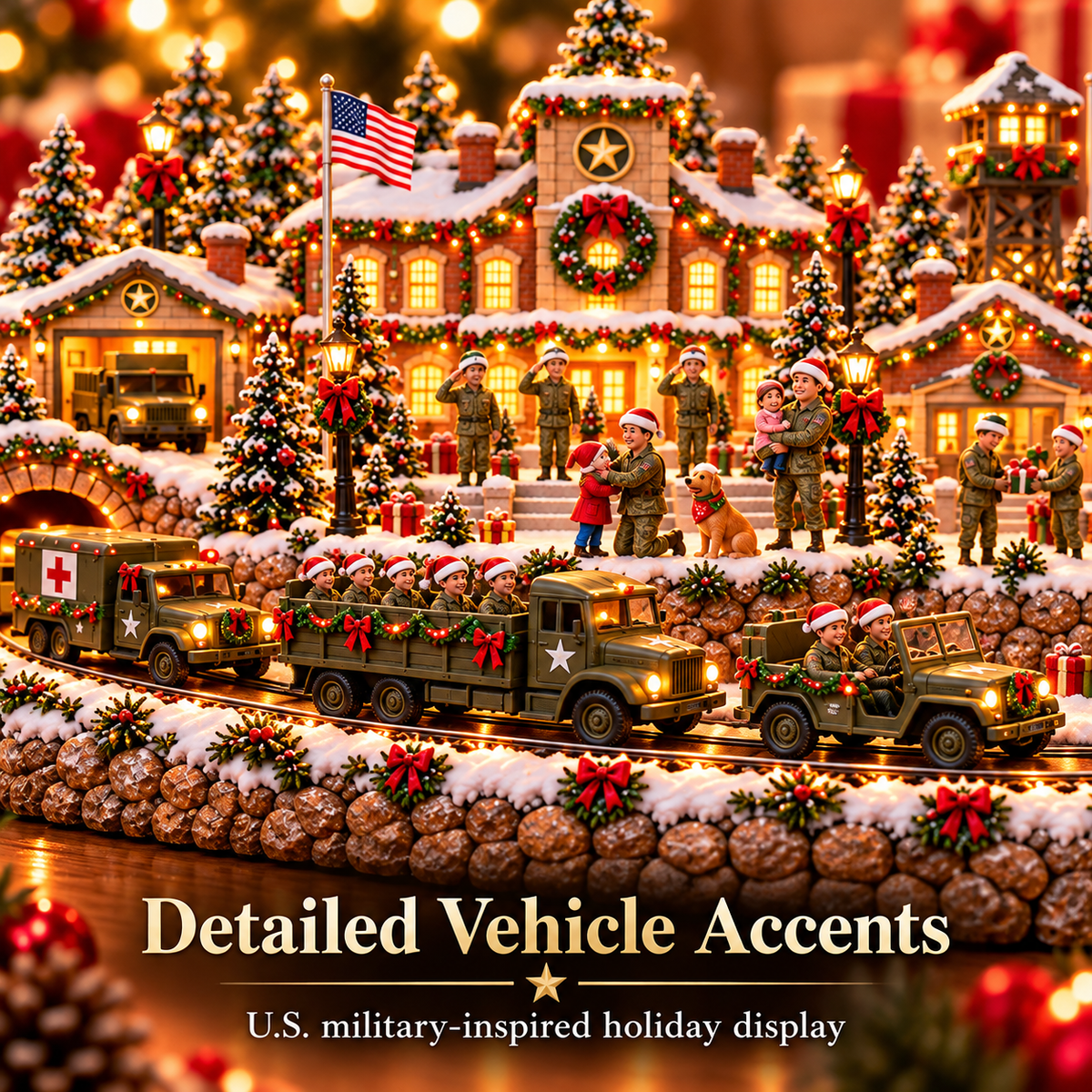 🎄✨ Military Homecoming Village™ | Warm Light Christmas Display