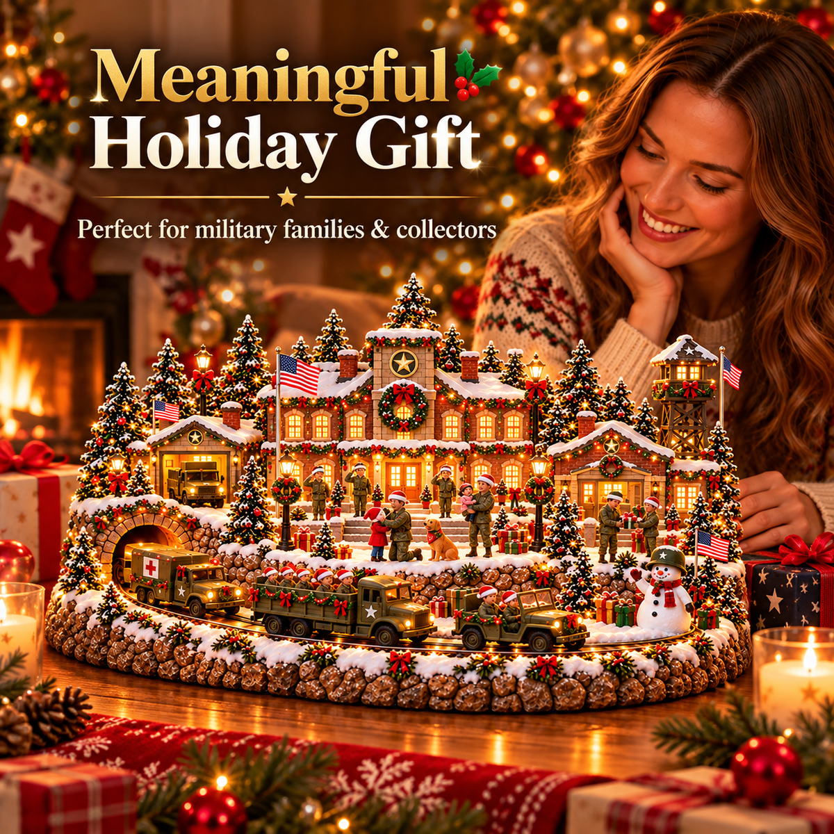 🎄✨ Military Homecoming Village™ | Warm Light Christmas Display