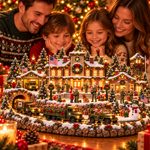 🎄✨ Military Homecoming Village™ | Warm Light Christmas Display