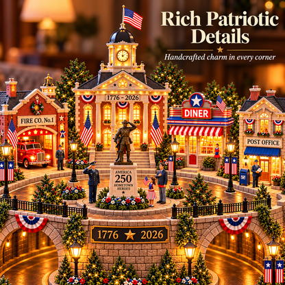 🎖️🇺🇸✨ 250 Years of American Heroes™ – Lighted Hometown Tribute Village