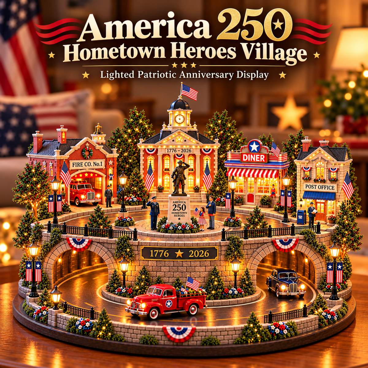 🎖️🇺🇸✨ 250 Years of American Heroes™ – Lighted Hometown Tribute Village