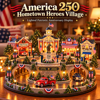 🎖️🇺🇸✨ 250 Years of American Heroes™ – Lighted Hometown Tribute Village