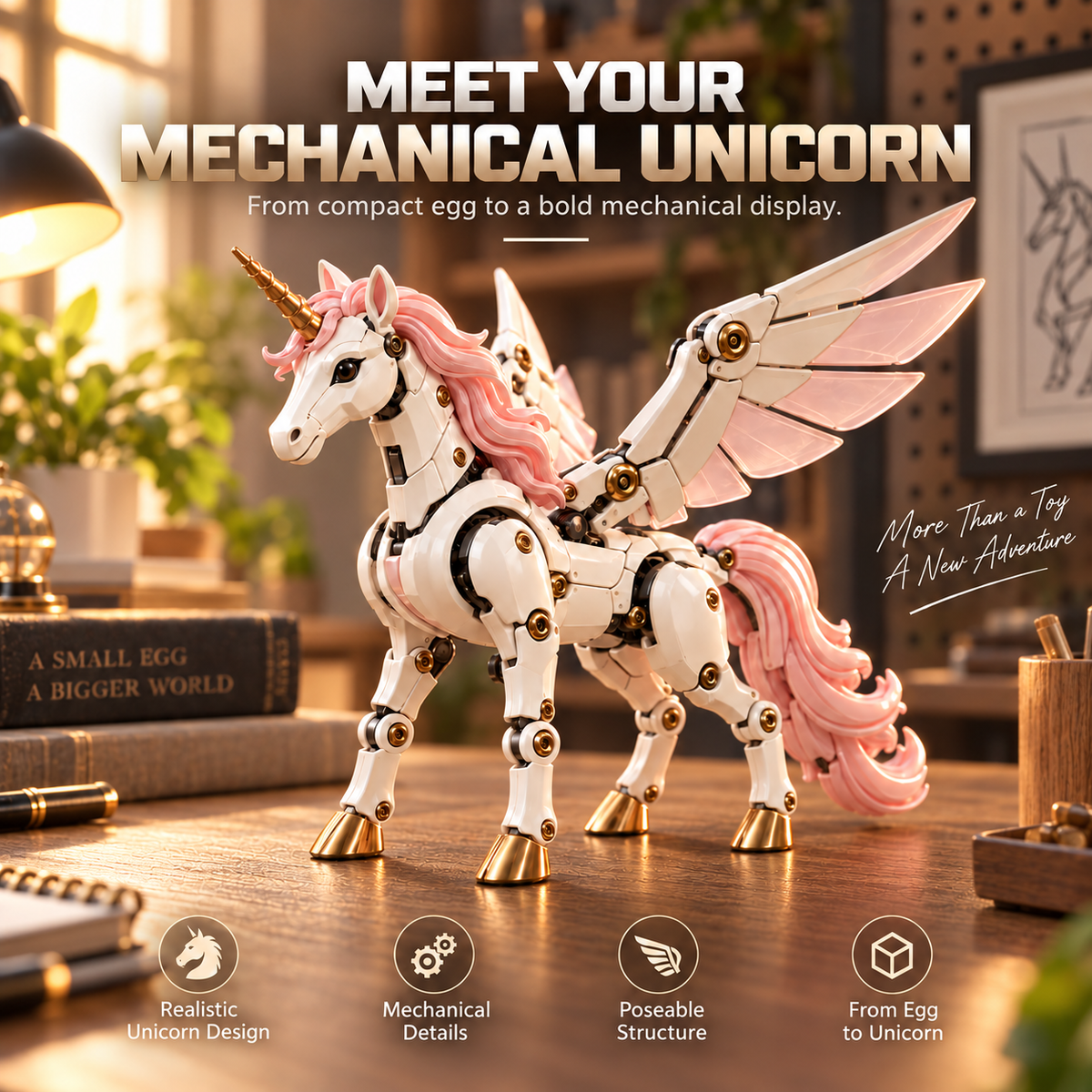 🦄⚙️ Mechanical Unicorn Egg - 2-in-1 Transforming Mechanical Figure