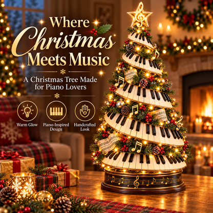🎹🎄 Piano Key Melody Christmas Tree — A piano-shaped decorative light crafted for music lovers