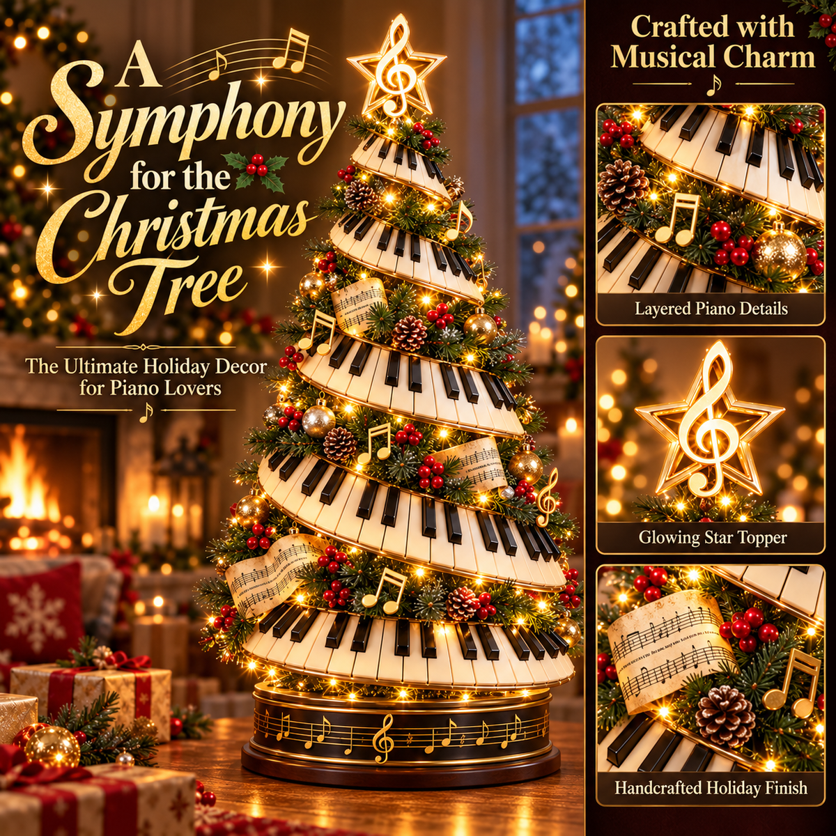 🎹✨ Piano Melody Christmas Tree Light – Lighted Holiday Tree for Music Lovers
