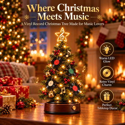 💿🎄 Christmas on Vinyl | Lighted Retro Record Tree ✨