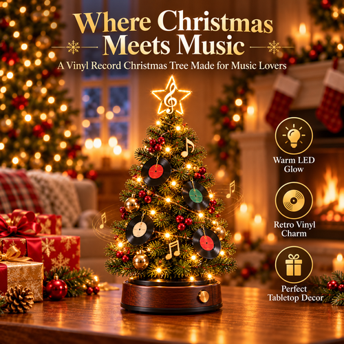 💿🎄 Christmas on Vinyl | Lighted Retro Record Tree ✨