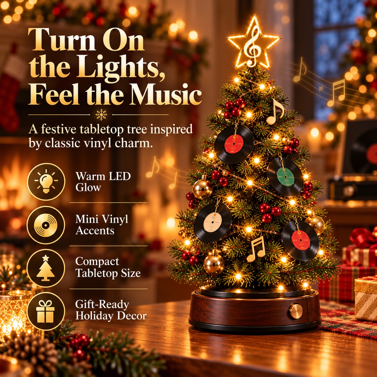 💿🎄 Christmas on Vinyl | Lighted Retro Record Tree ✨