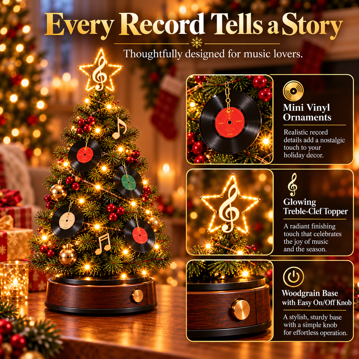 💿🎄 Christmas on Vinyl | Lighted Retro Record Tree ✨