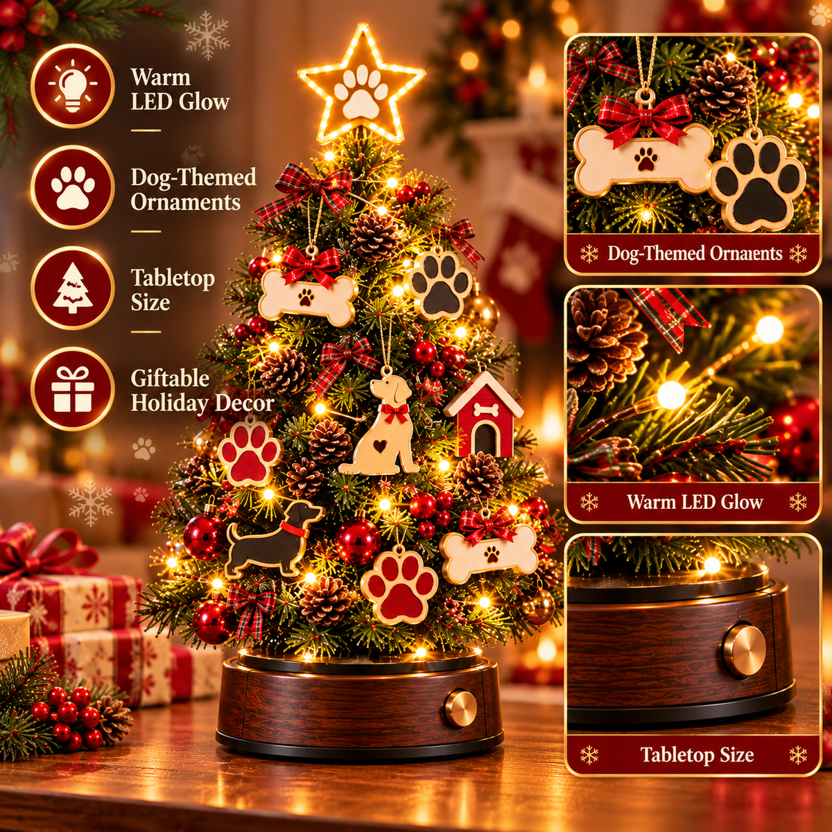 ✨ Christmas with Paws™ | Lighted Dog-Themed Holiday Tree