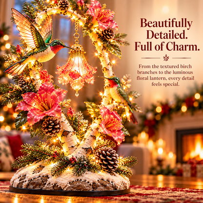 🌿🐦 Hummingbird Birch Glow Tree – Lighted Floral Home Decor