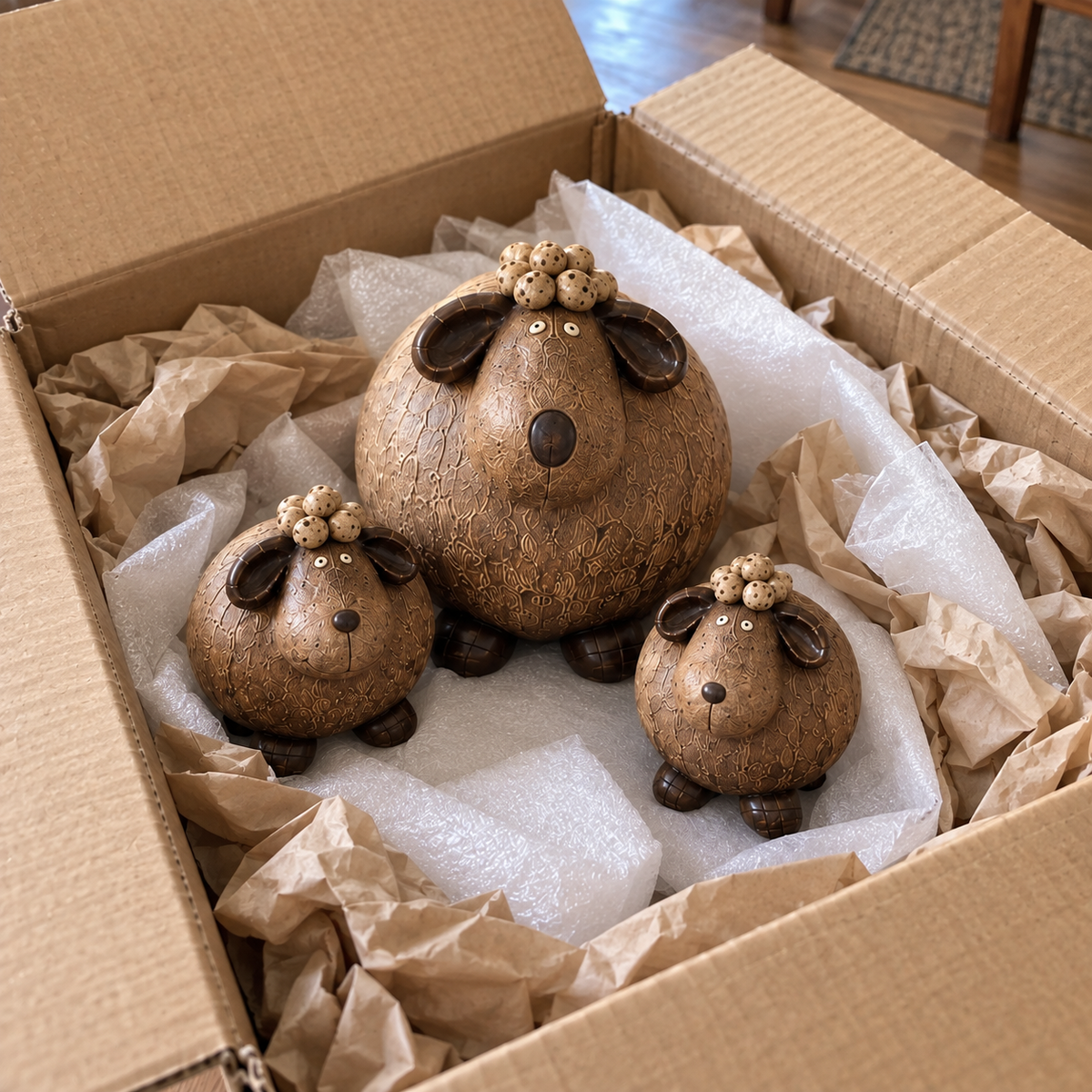 🐑 Three Little Woollies™ | Whimsical Farmhouse Figurine Set