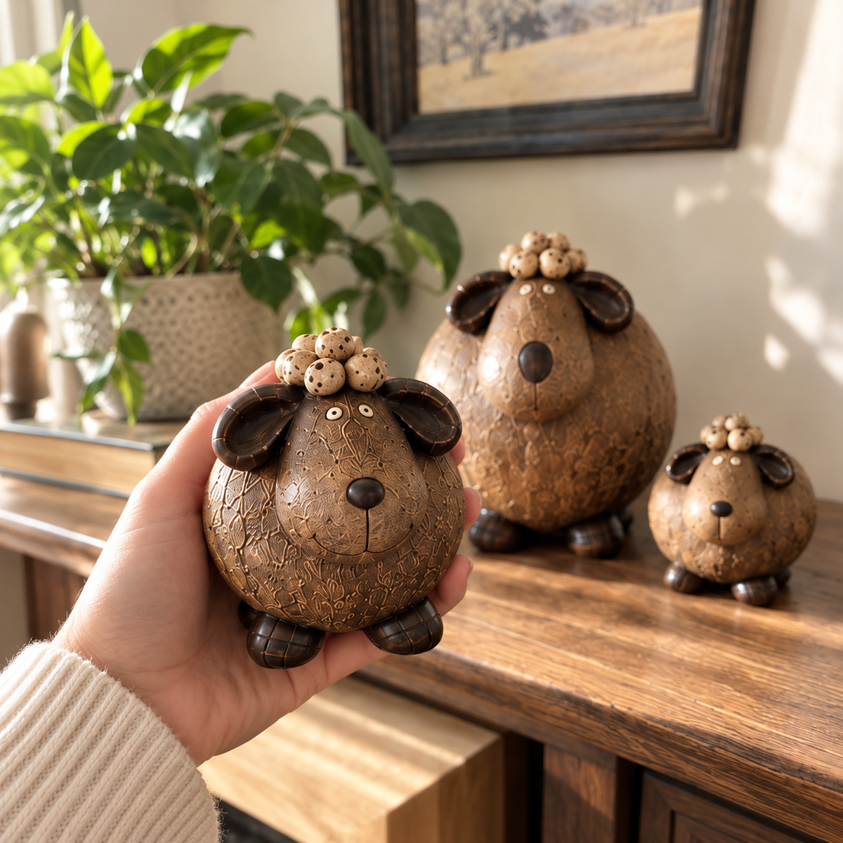 🐑 Three Little Woollies™ | Whimsical Farmhouse Figurine Set