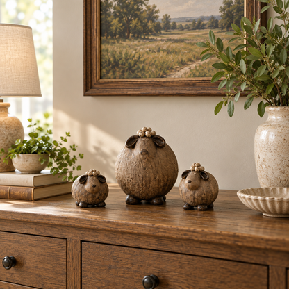 🐑 Three Little Woollies™ | Whimsical Farmhouse Figurine Set