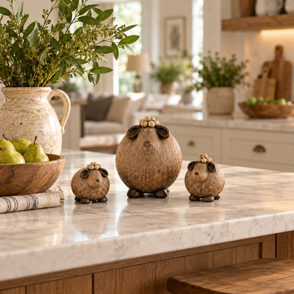 🐑 Three Little Woollies™ | Whimsical Farmhouse Figurine Set