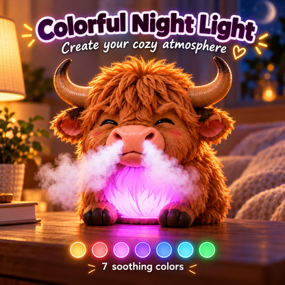 🐮 Little Highland Mist | Color-Changing Night Light Humidifier