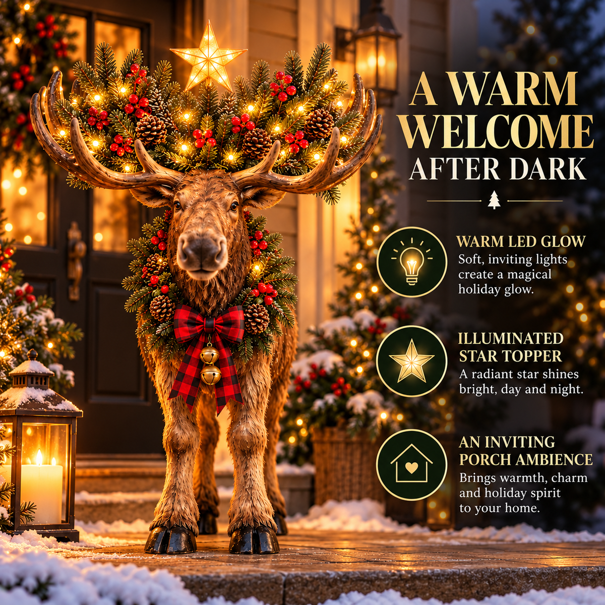 🫎🎄 Woodland Moose Glow™ | Lighted Christmas Decor