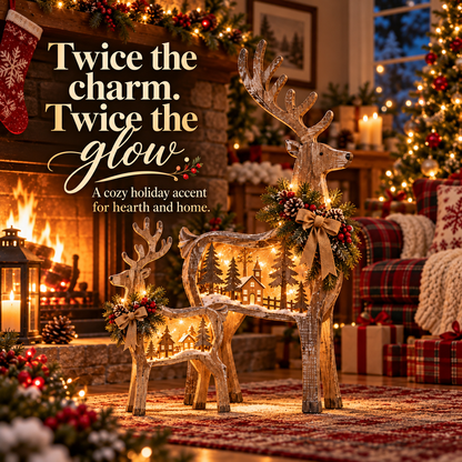 🎄🦌 Woodland Village Glow™ – Lighted Christmas Reindeer Decor ✨❤️