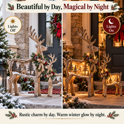 🎄🦌 Woodland Village Glow™ – Lighted Christmas Reindeer Decor ✨❤️