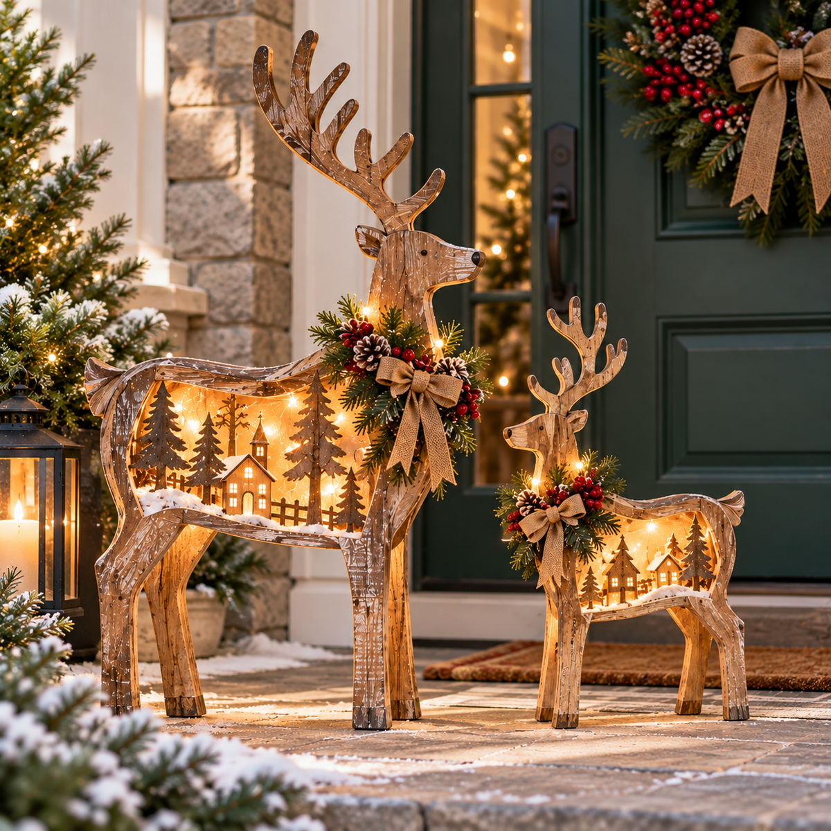 🎄🦌 Woodland Village Glow™ – Lighted Christmas Reindeer Decor ✨❤️