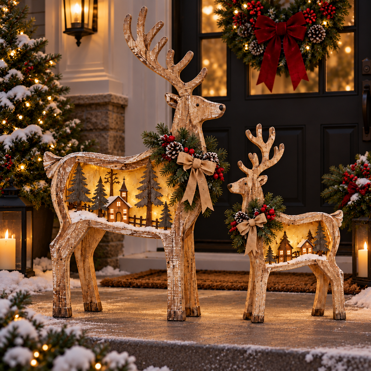 🎄🦌 Woodland Village Glow™ – Lighted Christmas Reindeer Decor ✨❤️
