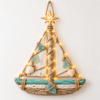 🌊⛵ Harbor Glow Christmas™ | Lighted Sailboat Tree Wall Decor