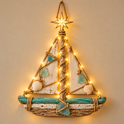 🌊⛵ Harbor Glow Christmas™ | Lighted Sailboat Tree Wall Decor