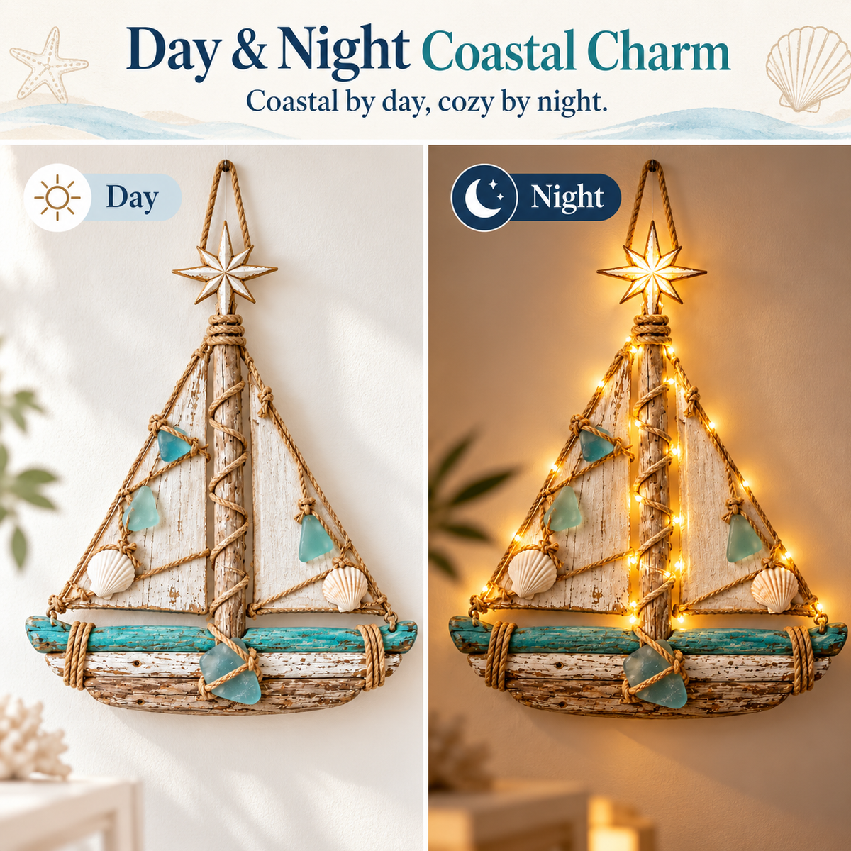 🌊⛵ Harbor Glow Christmas™ | Lighted Sailboat Tree Wall Decor