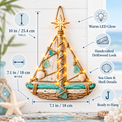 🌊⛵ Harbor Glow Christmas™ | Lighted Sailboat Tree Wall Decor