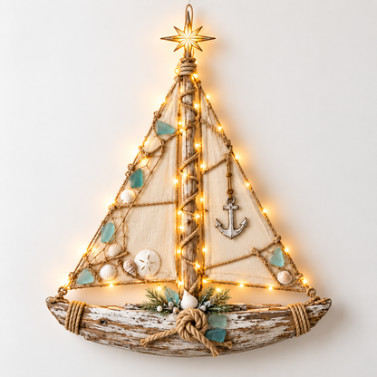 🌊⛵ Harbor Glow Christmas™ | Lighted Sailboat Tree Wall Decor